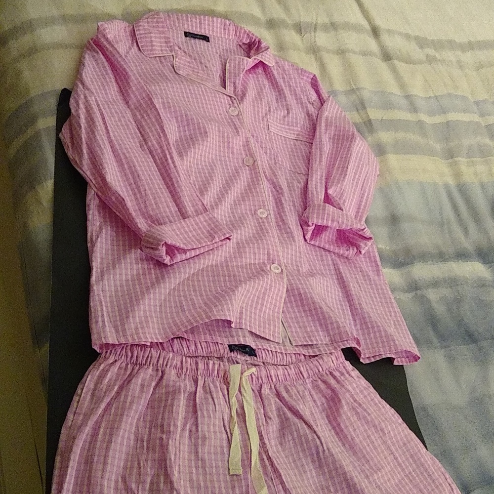 Twin Boat cotton pink & white plaid Pajamas L